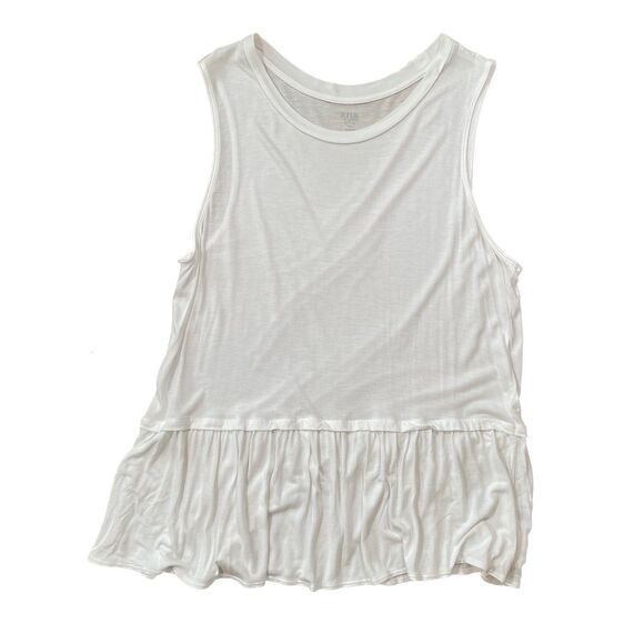 a.n.a. A New Approach | Petite White Sleeveless Ruffle Peplum Top | PXL - Picture 1 of 5